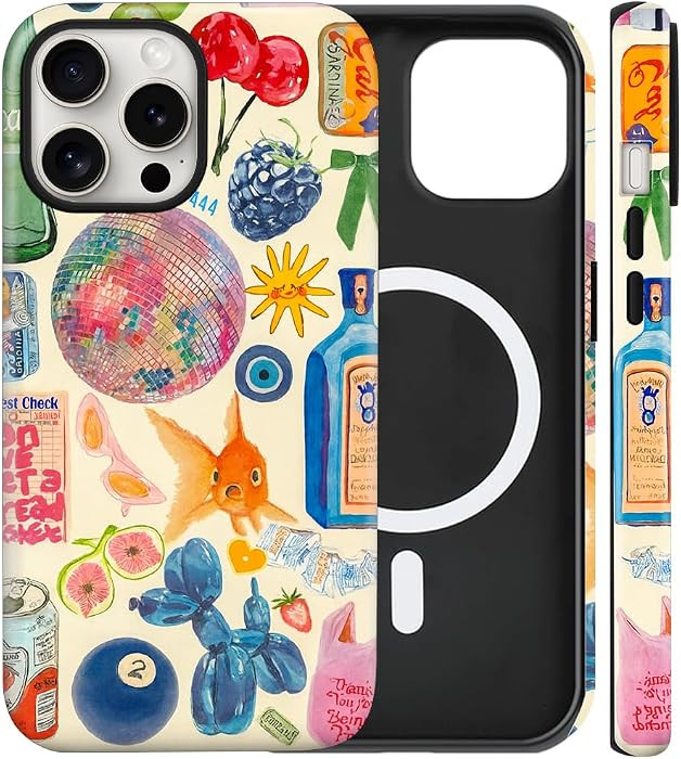 Magnetic for iPhone 16 Pro Max Case Cute European Collage Lovely Fish Phone Case, Summer Shockpro... | Amazon (US)