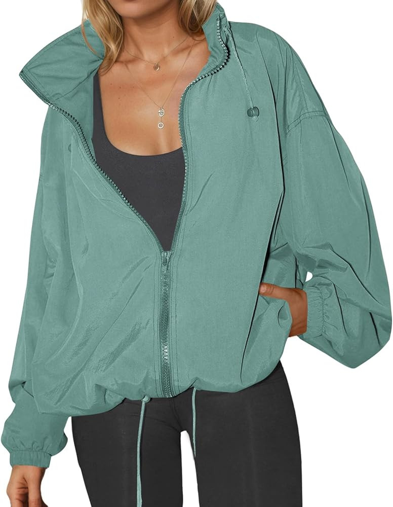 Yousify Womens Waterproof Rain Jackets Lightweight Zip Up Raincoat Outdoor Hiking Hooded Windbrea... | Amazon (US)