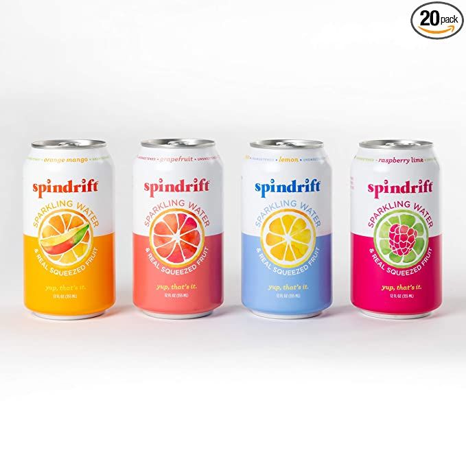 Spindrift Sparkling Water, 4 Flavor Variety Pack, Made with Real Squeezed Fruit, 12 Fl Oz Cans, P... | Amazon (US)