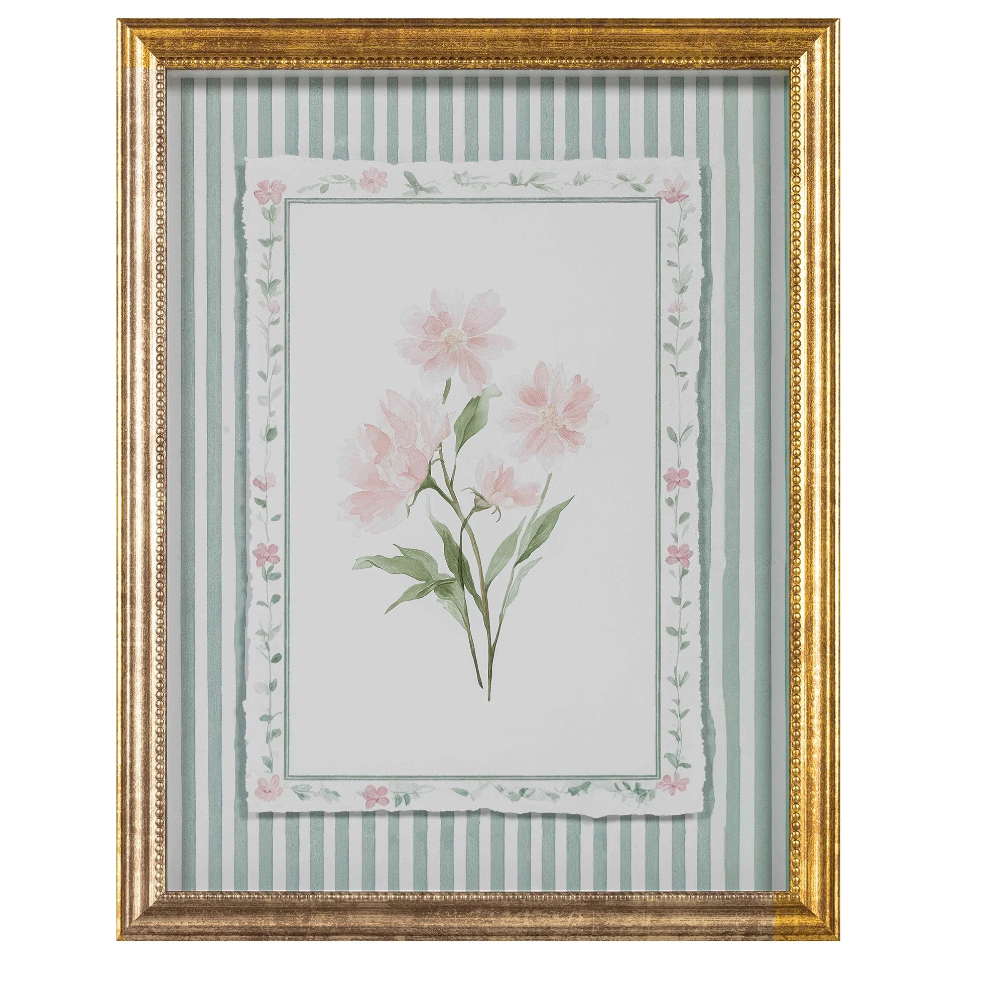 My Texas House Floral Green Stripes 11" x 14" Botanical Framed Wall Art | Walmart (US)
