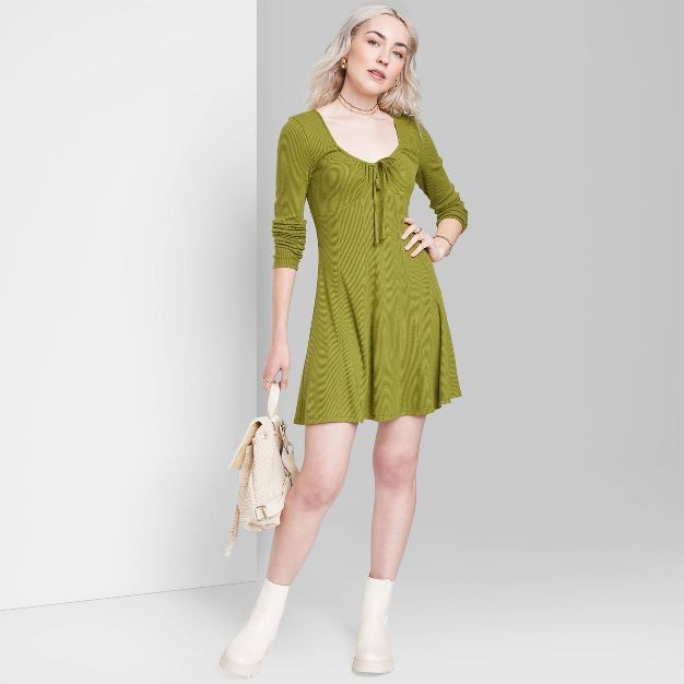 Women's Long Sleeve Cozy Knit Fit & Flare Dress - Wild Fable™ | Target
