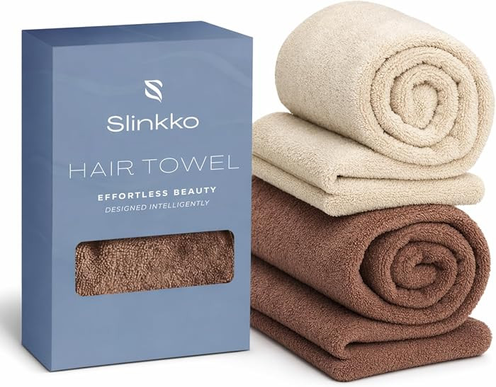 Microfiber Hair Towel Wrap for Women \u2013 Ultra Absorbent Quick Dry Turban | Button & Loop Desi... | Amazon (US)