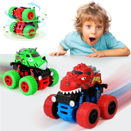 Awsogiff Dinosaur Toys for 2 3 4 5 Year Old Boys, 2 Pack Push & Pull Friction Powered Dinosaur Monster Truck, Dino Cars for Kids 3-5 Year Old Christmas Birthday Gifts | Amazon (US)