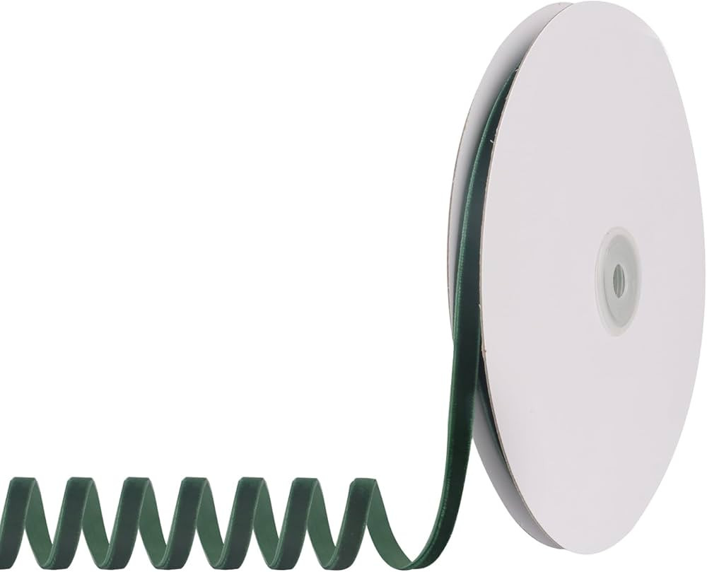 1/4" X 20 Yards Forest Green Velvet Ribbon for Christmas Tree Wreath Vintage Decoration Handmade ... | Amazon (US)