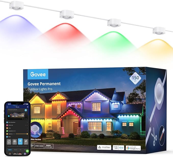 Govee Permanent Outdoor Lights Pro, 150ft with 90 RGBIC LED Lights for Daily and Accent Lighting,... | Amazon (US)