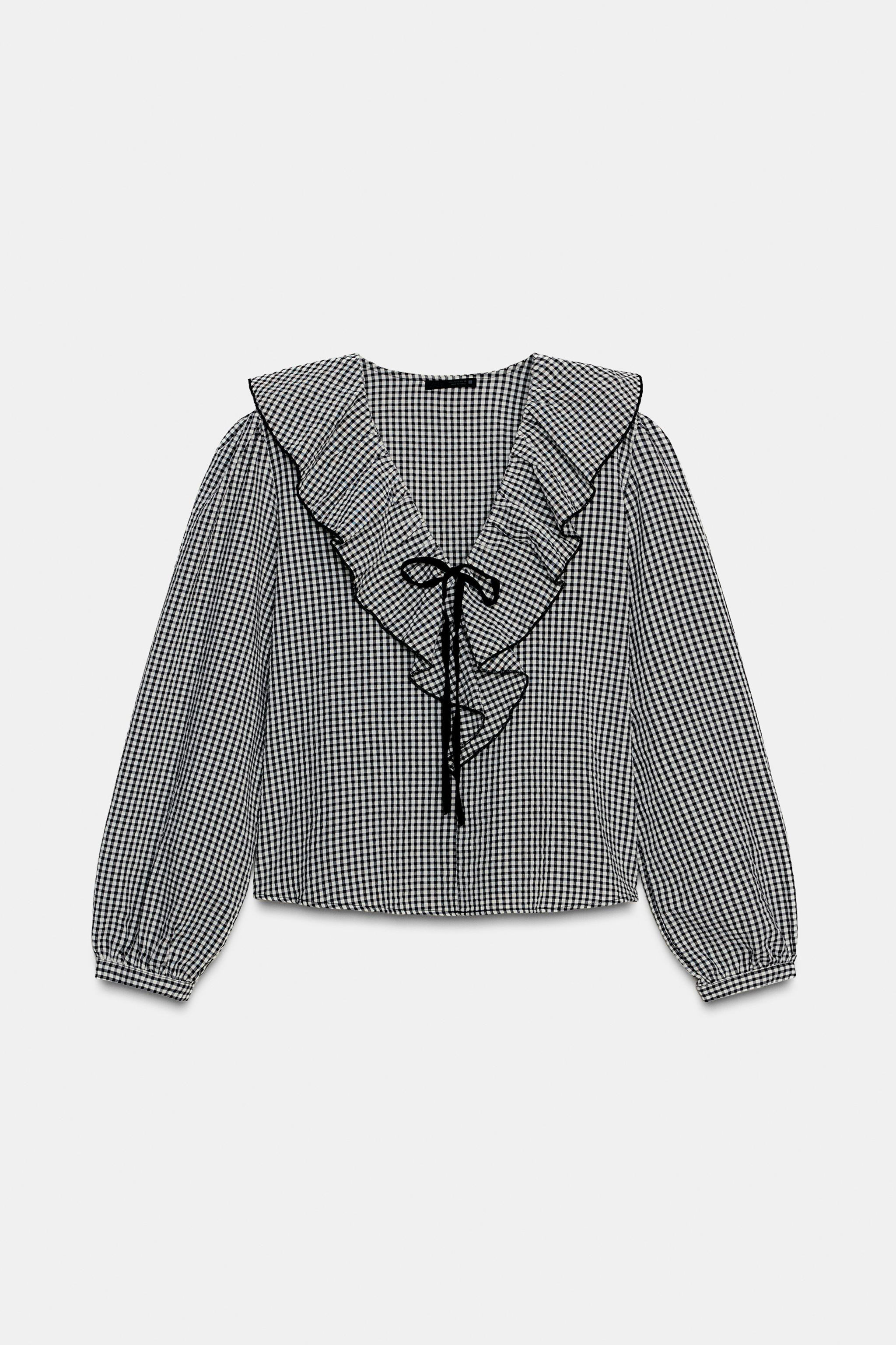 RUFFLED GINGHAM BLOUSE | Zara US