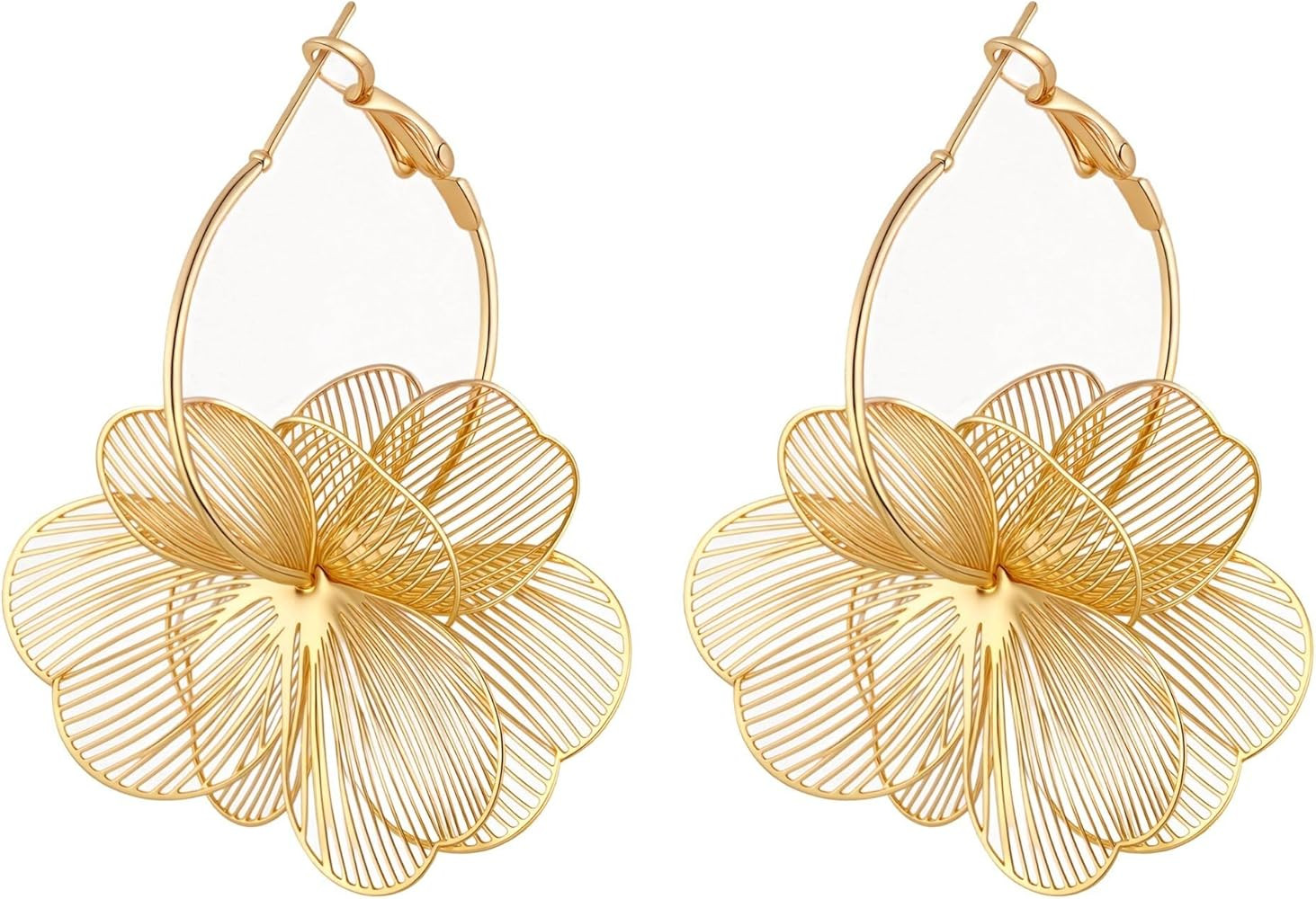 Dangle Flower Earrings for Party Vacation Statement Trendy Hoop Earring Floral Drop Earrings Jewe... | Amazon (US)