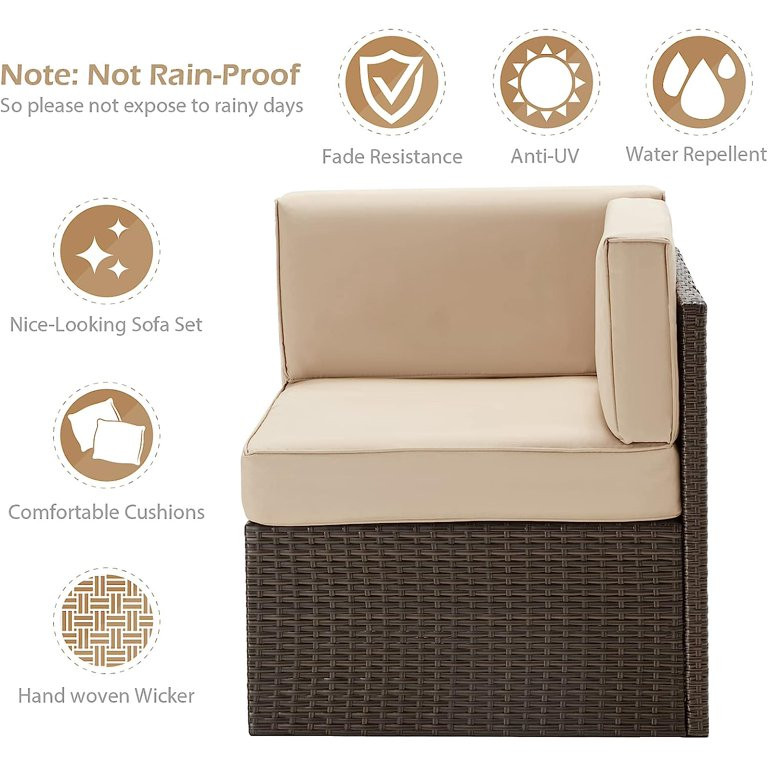 YODOLLA 7-Piece Outdoor Furniture Set, Rattan Wicker Sectional Sofa Couch Patio Conversation Set ... | Walmart (US)