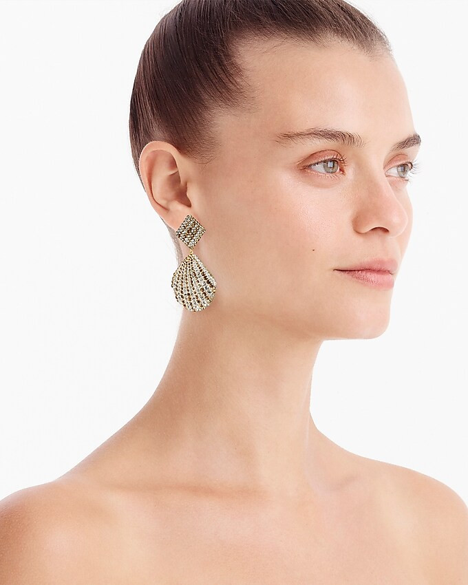 Acetate shell earrings with pavé crystals | J. Crew US