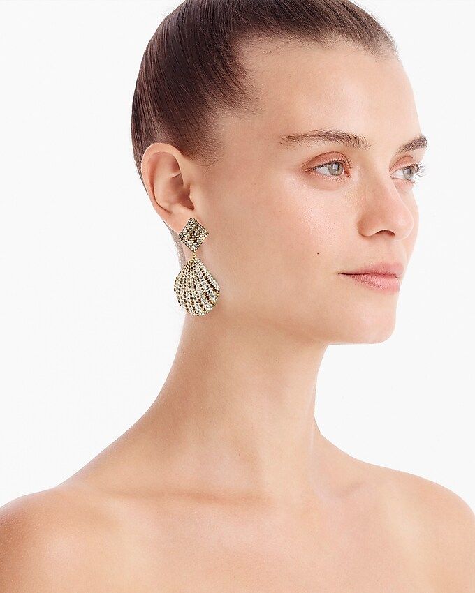 Acetate shell earrings with pavé crystals | J.Crew US