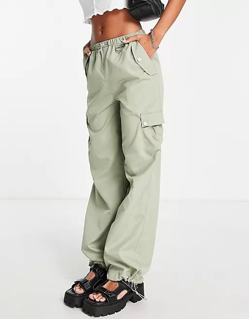 Emory Park baggy cargo pants with toggles in khaki | ASOS (Global)