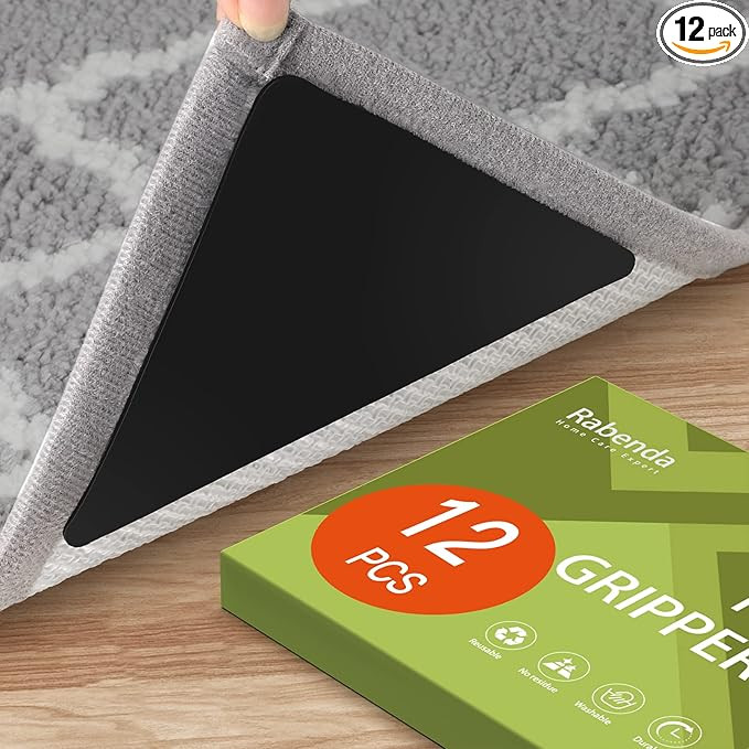 Amazon.com: Rabenda 12 Pcs Grippers for Rugs, Non Slip Rug Pads for Hardwood Floors and Tiles, Re... | Amazon (US)