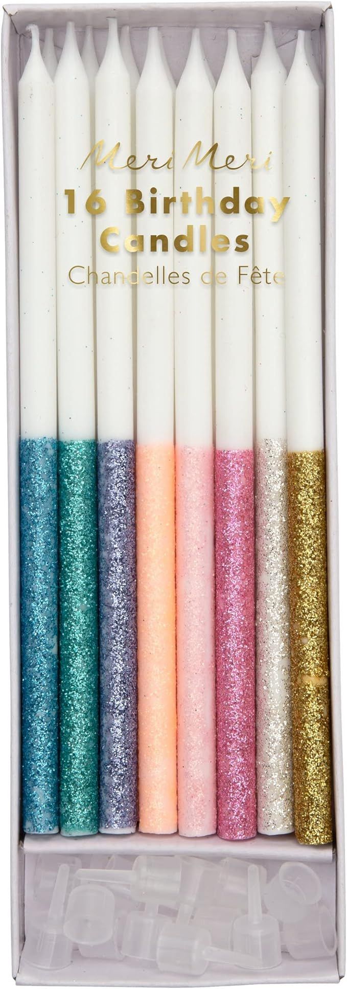 Meri Meri Multicolor Dipped Glitter Candles | Amazon (US)