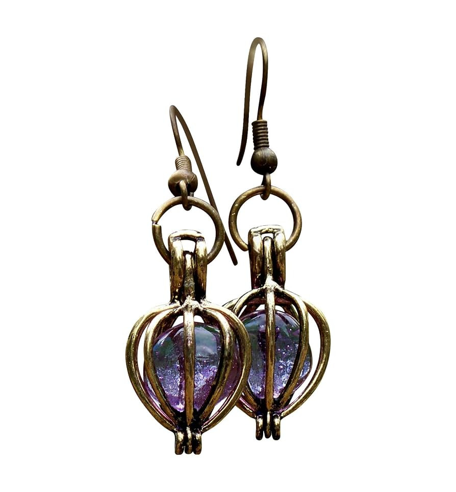Recycled Antique Purple Medicine Bottle Brass Drop Earrings | Amazon (US)