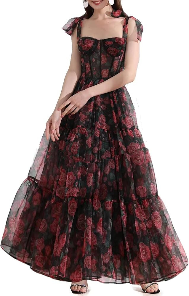 Raseal Cute Tulle Floral Print Prom Dress Long Senior Sweetheart Formal Evening Gown for Girls RS... | Amazon (US)