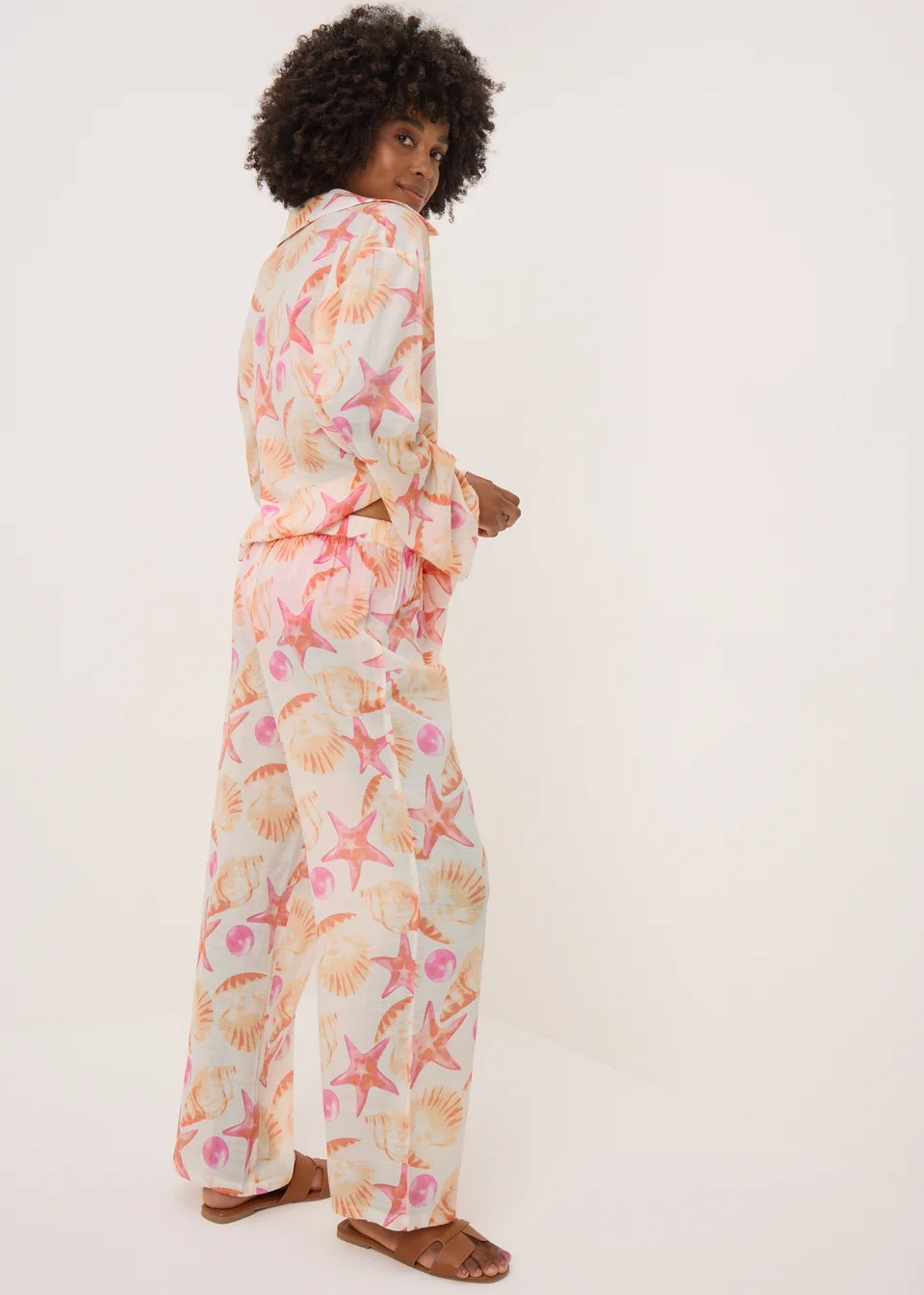 Pink Starfish Print Co Ord Wide Leg Trousers | Matalan (UK)