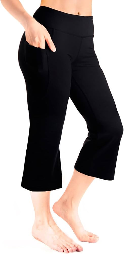 Yogipace Women's 20"/22"/24" Cropped Kick Flare Yoga Pants with Pockets Capri Length Slim Fit Pan... | Amazon (US)