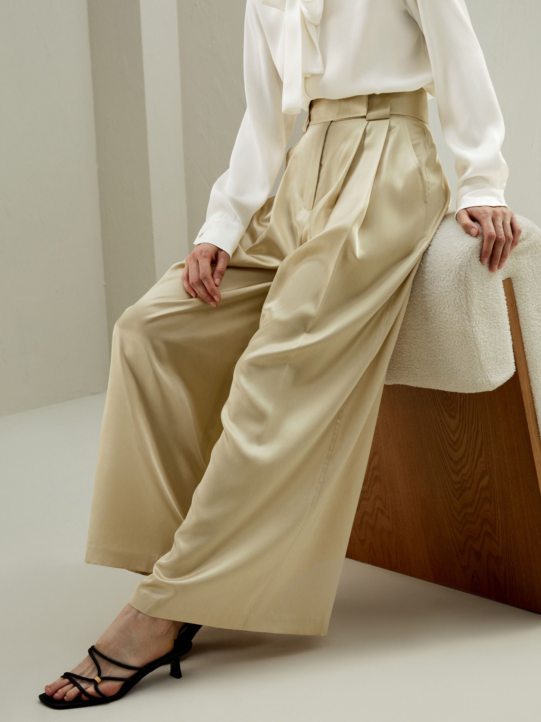 Watershine Silk Wide-Leg Pant | LilySilk