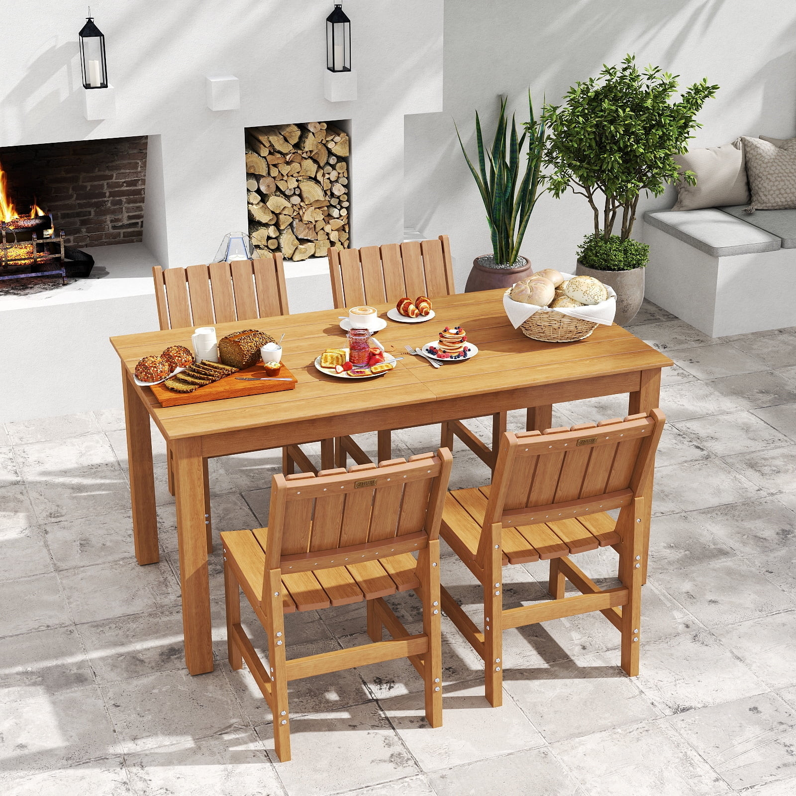 5 Piece Outdoor Dining Set,Weather Patio Table and Side Chairs Furniture Set for Lawn Garden Back... | Walmart (US)