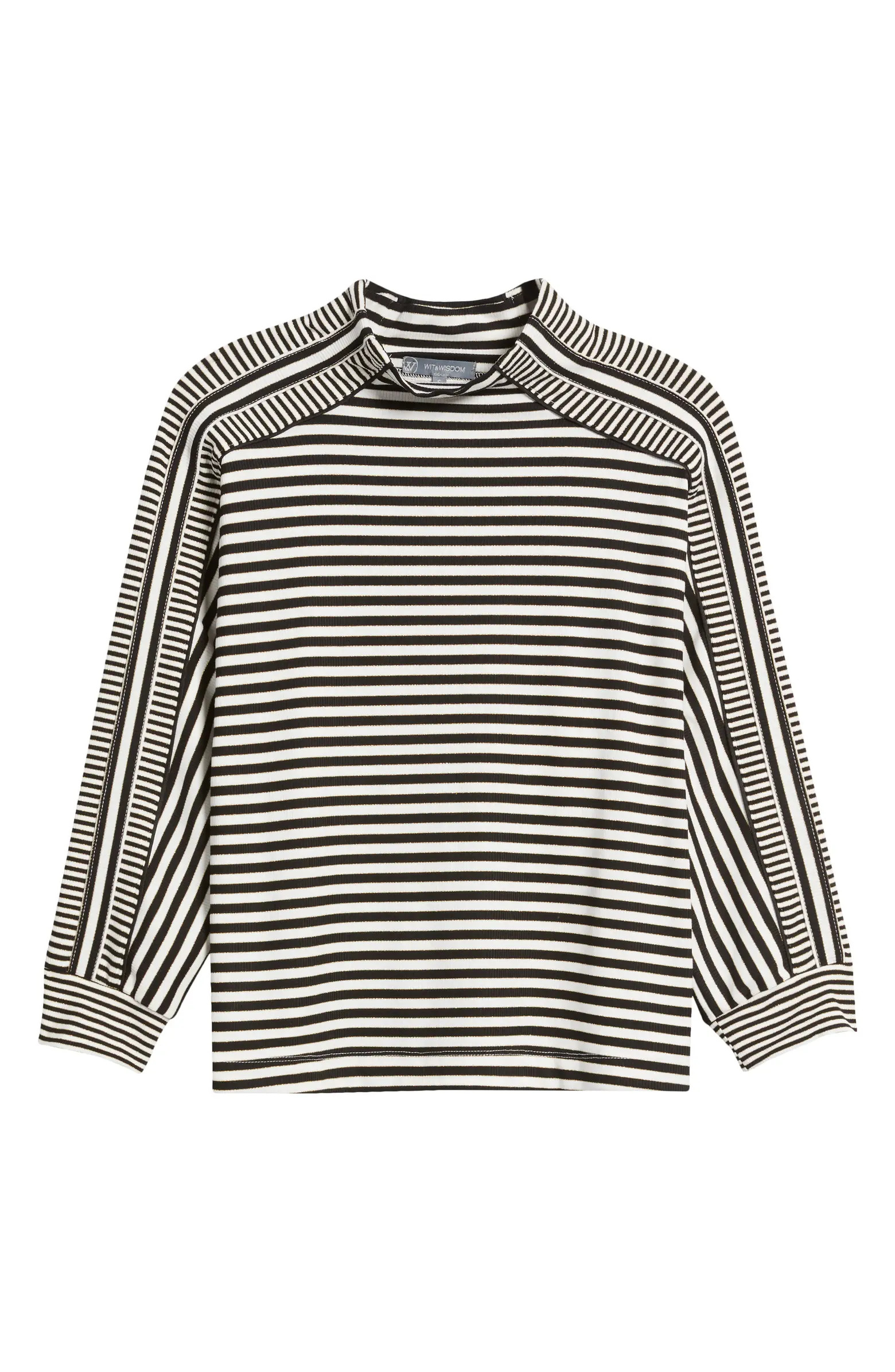 Wit & Wisdom Stripe Mock Neck Rib Top | Nordstrom | Nordstrom