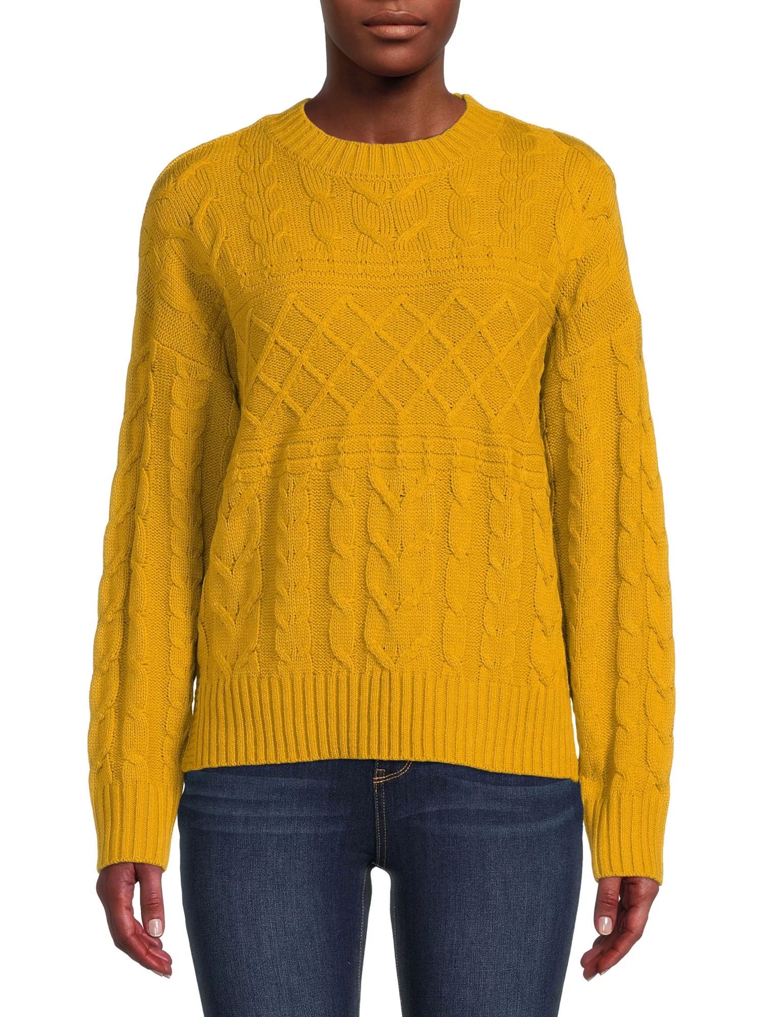 Time and Tru Women's Mixed Stitch Sweater - Walmart.com | Walmart (US)