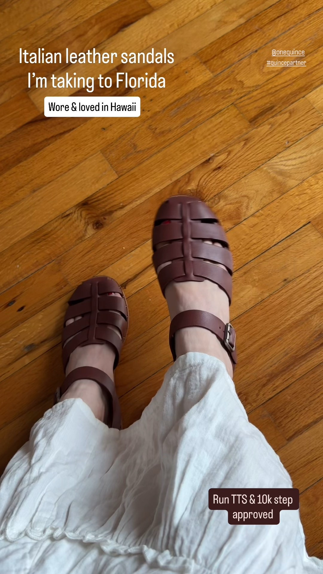 Italian leather sandals for vacation. Love how comfy these are for walking around all day! Run tts & 10k step approved  #quincepartner @onequince


#LTKootd