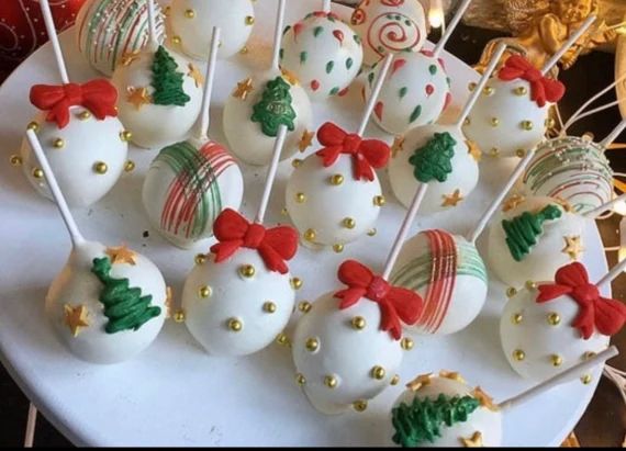 12 Cake Pops Christmas Cake Pops New Year Cake Pops Winter Cake Pops Christmas Tree Decorations C... | Etsy (US)
