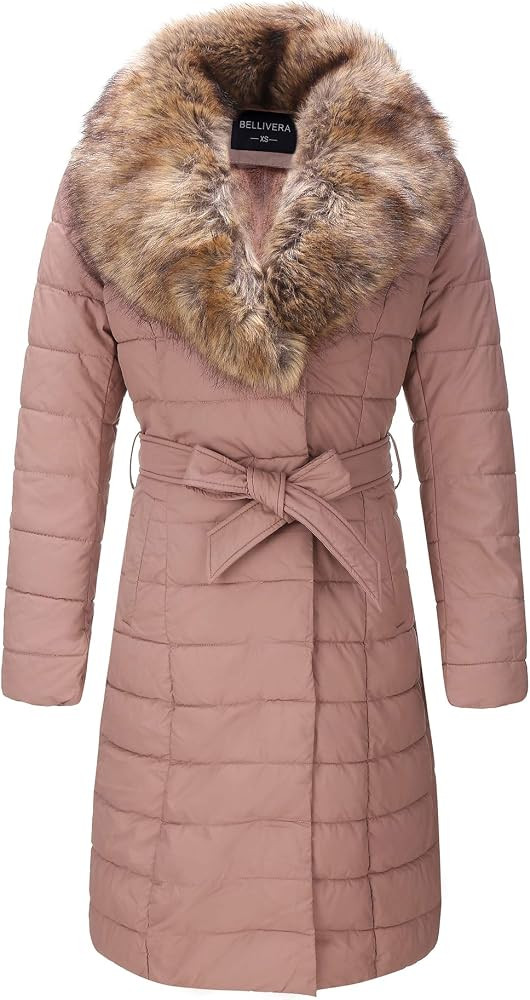 Bellivera Faux Leather Puffer Padding Long Jacket,Women Winter Bubble Coats with Detachable Faux ... | Amazon (US)