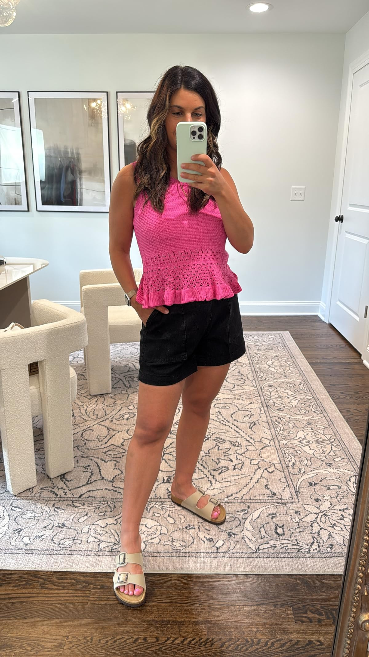 denim shorts + cute crop sweaters vest + comfy sandals 

 #LTKStyleTip