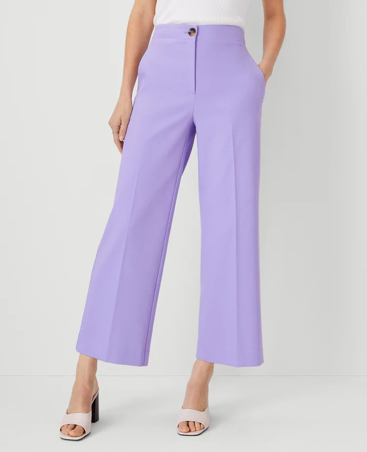 The High Rise Kate Wide Leg Crop Pant in Texture | Ann Taylor (US)