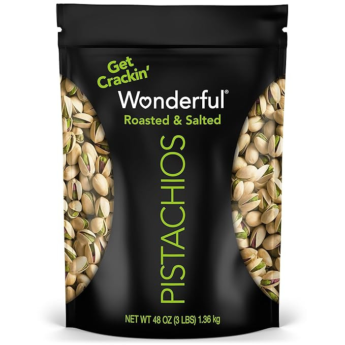 Wonderful Pistachios In Shell, Roasted & Salted Nuts, 48 Ounce Resealable Bag, Protein Snacks, Bu... | Amazon (US)