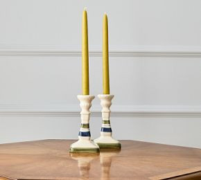 Cody Striped Hand-Painted Candle Holder | GreenRow