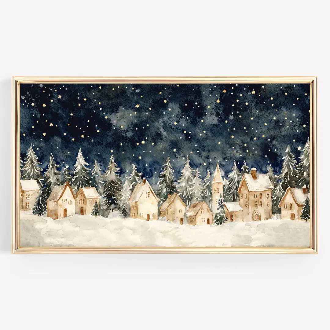 Frame Tv Art Christmas Village Painting for the Frame Tv - Etsy | Etsy (US)
