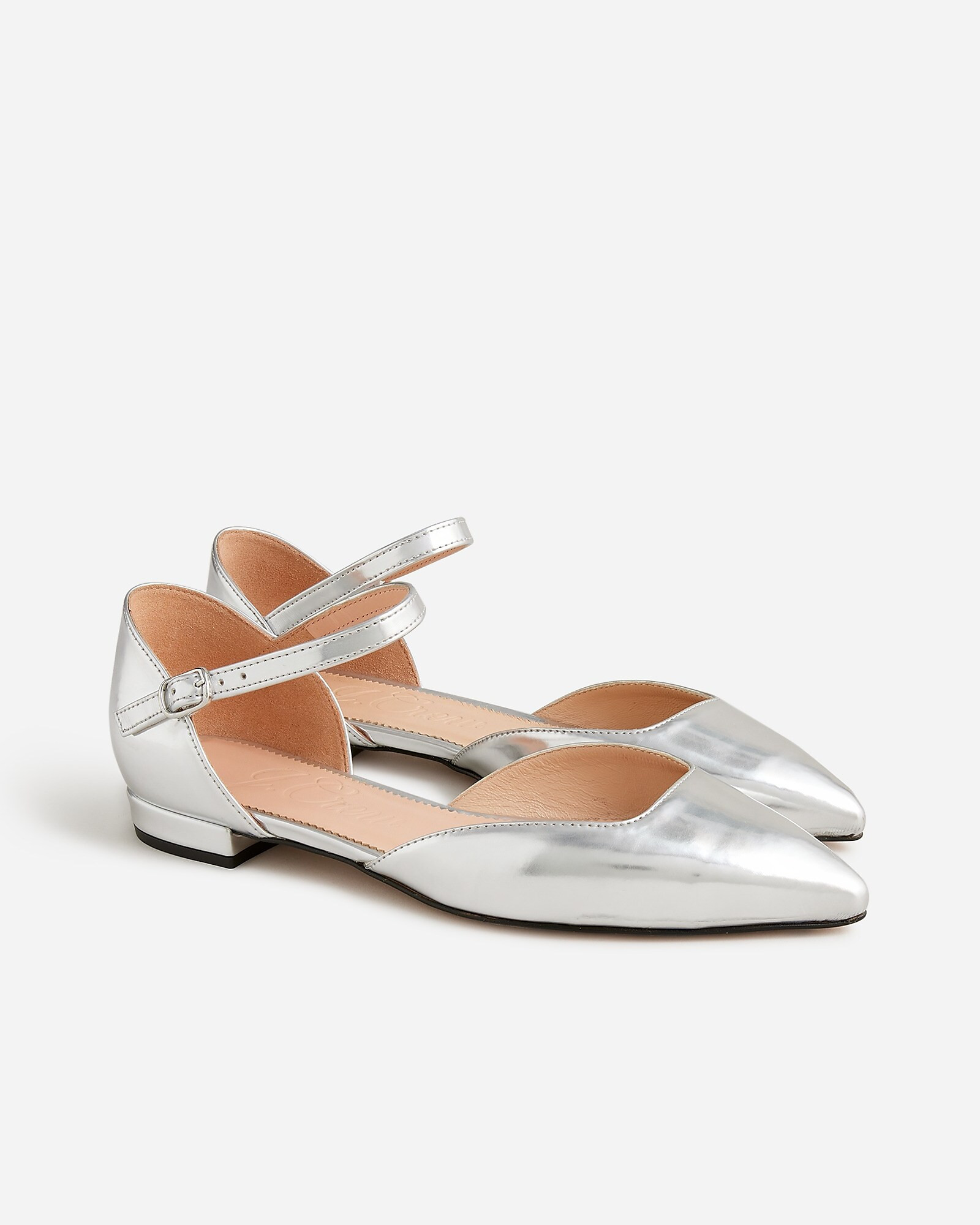Pointed-toe flats in metallic leather | J. Crew US