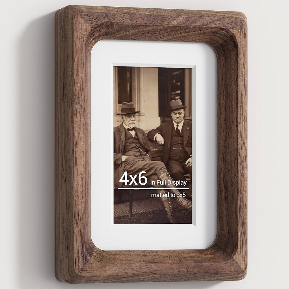 4x6 Picture Frames Natural Walnut,Original Wood Hand Make Crafted Photo Frame with Mat to 3 x 5 G... | Amazon (US)