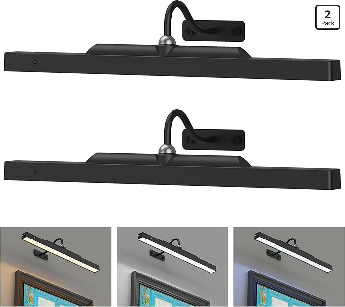 2Pack Picture Light, 13Hrs Lasting Battery Operated Picture Lights for Paintings,16in Remote Cont... | Amazon (US)