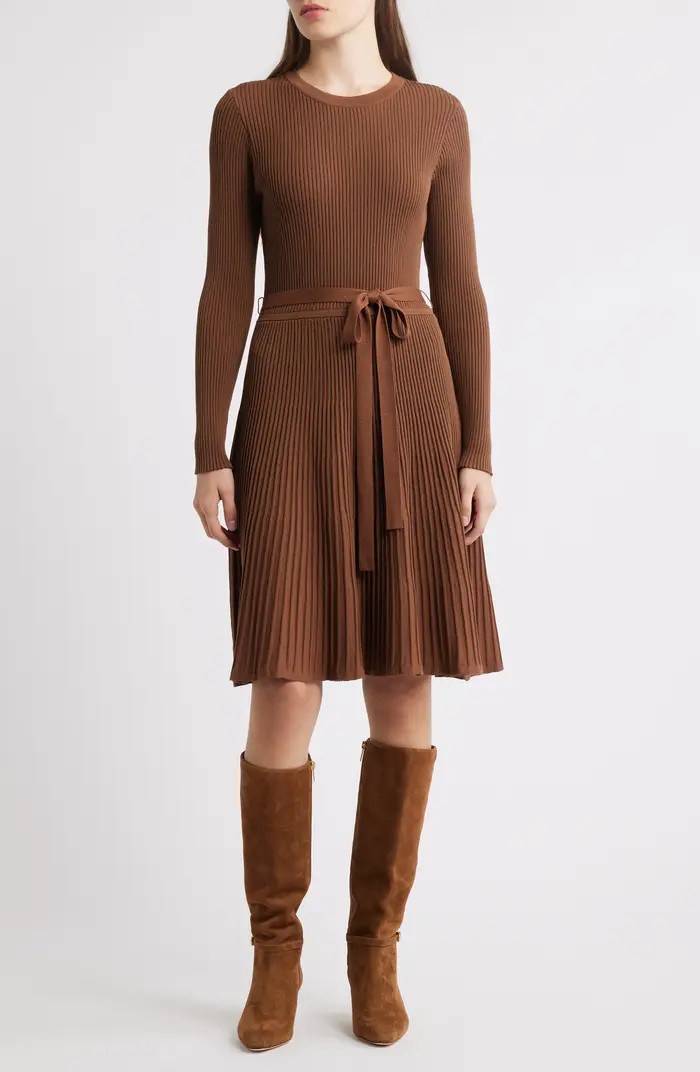 Julia Jordan Rib Long Sleeve Belted Sweater Dress | Nordstrom | Nordstrom