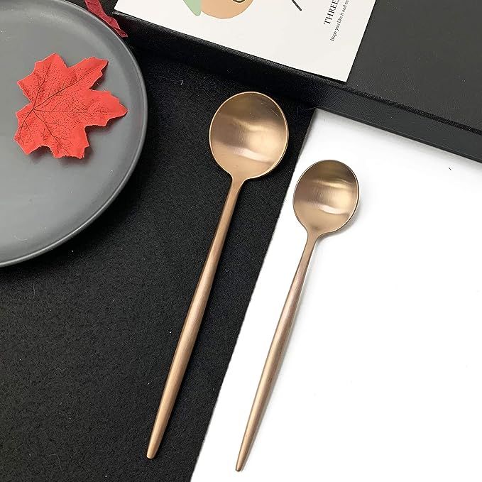 JASHII 18/10 Rose Gold Flatware Silverware Set 304 Stainless Steel Copper Flatware Cutlery Set| 2... | Amazon (US)