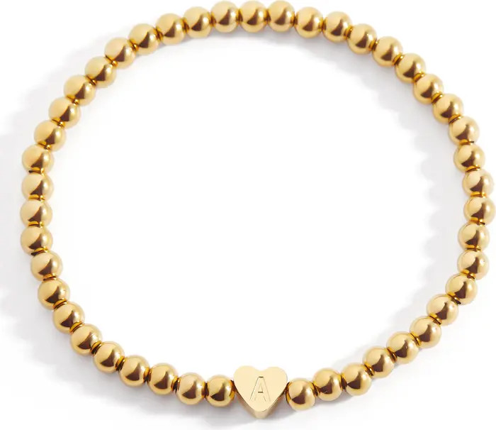 Gold Beaded with Heart Initial Bracelet | Nordstrom