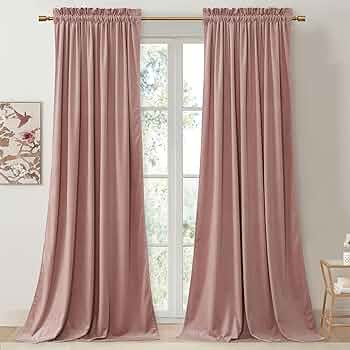 StangH Pink Velvet Curtains 90 inches Long, Nursery Girls Bedroom Privacy Window Drapes Room Dark... | Amazon (US)