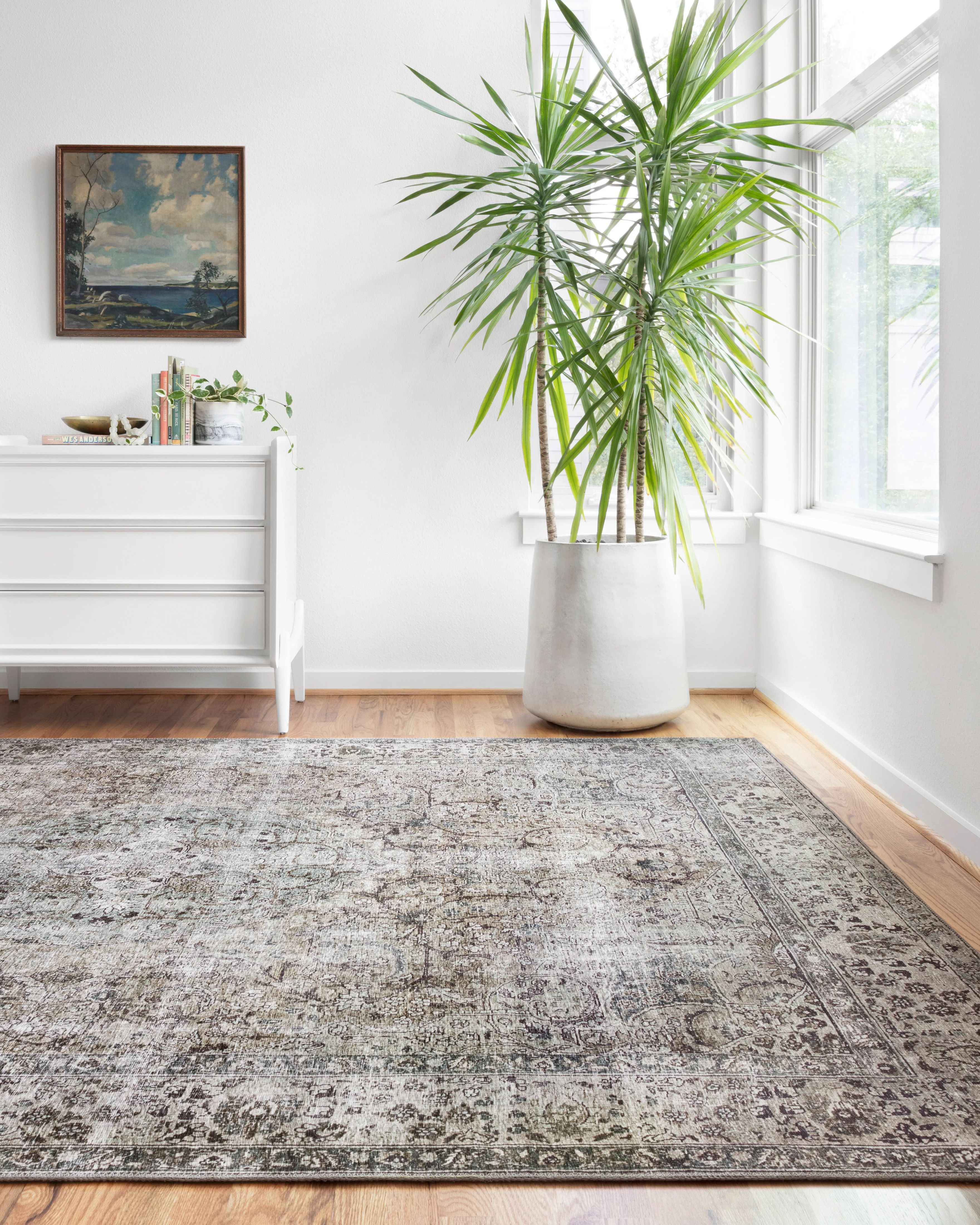 Loloi II Layla Printed Oriental Distressed Taupe / Stone Area Rug - Walmart.com | Walmart (US)