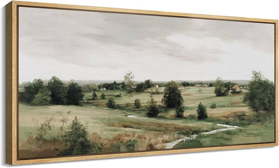 SIGNFORD Extra Large Framed Canvas Print Wall Art Rustic Countryside Landscape Illustrations Mode... | Amazon (US)