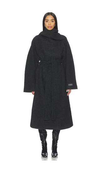 EAVES x Coco Silje Manteco Wool Funnel Neck Coat in Grey. - size S | Revolve Clothing (Global)