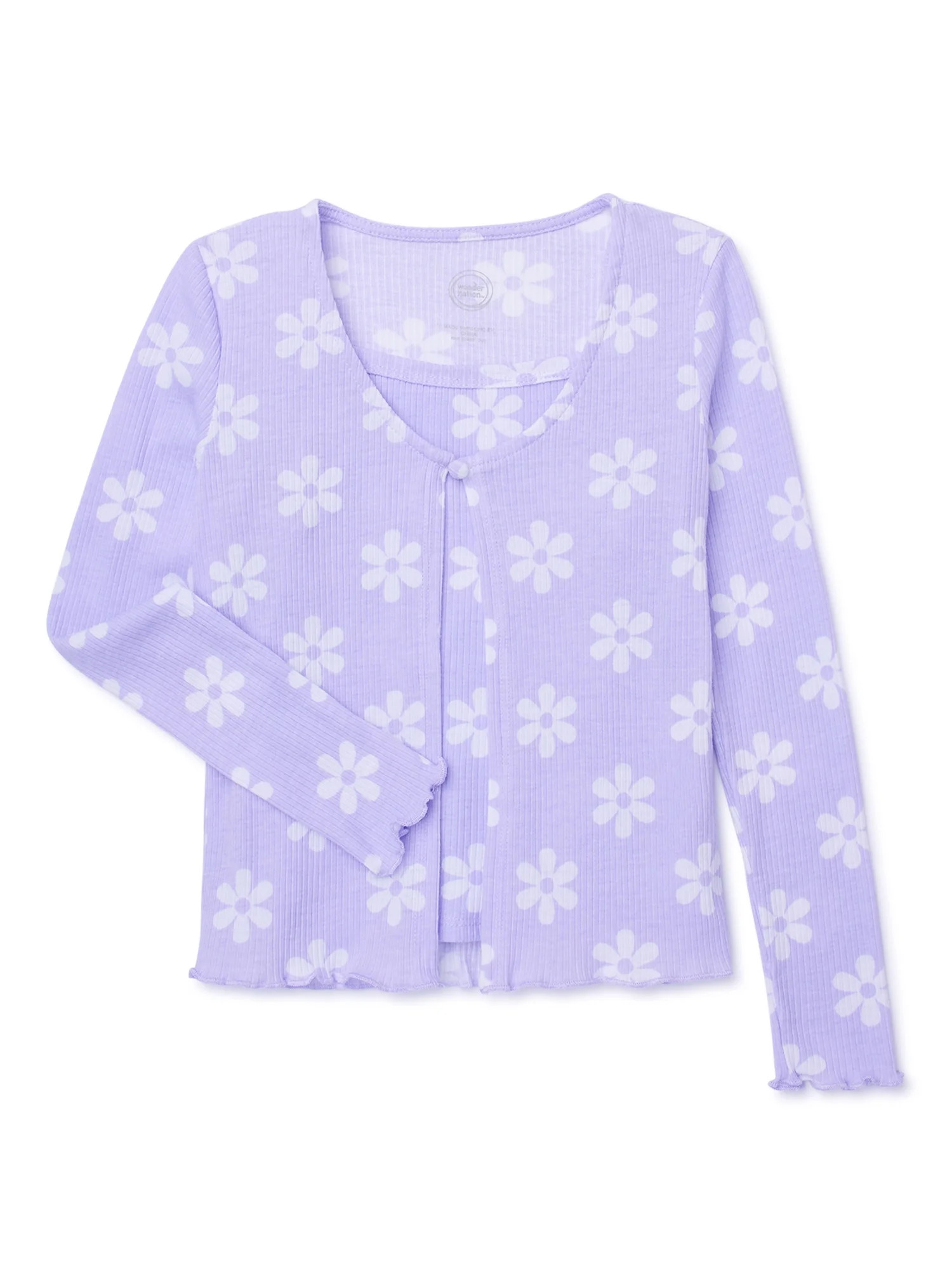 Wonder Nation Girls Ribbed Cardigan and Cami Top Set, 2-Piece, Sizes 4-18 & Plus | Walmart (US)
