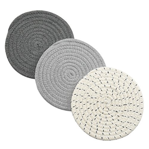 Potholders Set Trivets Set 100% Pure Cotton Thread Weave Hot Pot Holders Set (Set of 3) Stylish Coas | Amazon (US)
