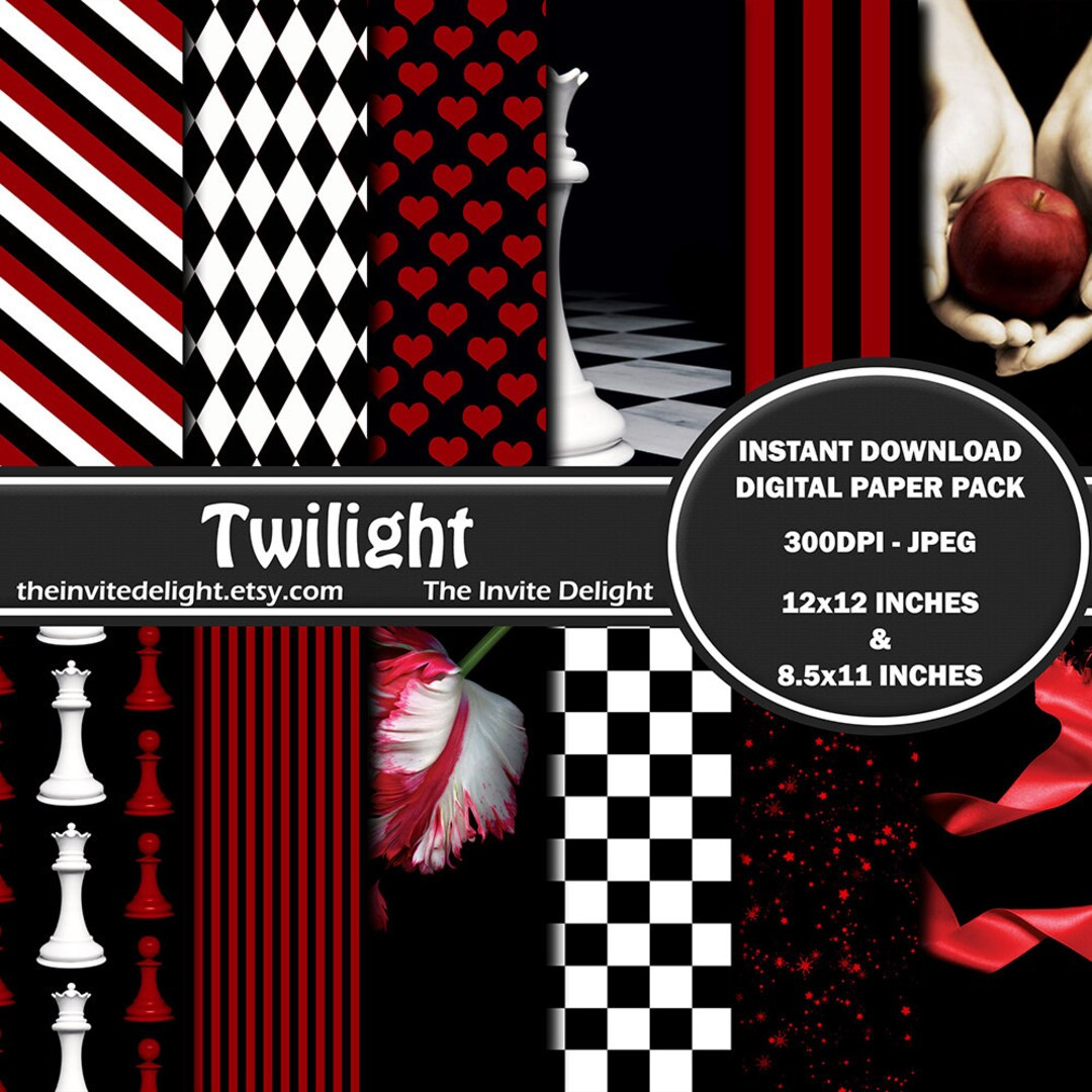 Twilight Digital Paper Pack, New Moon, Eclipse, Breaking Dawn, Twilight Party Decor, Scrapbooking... | Etsy (US)