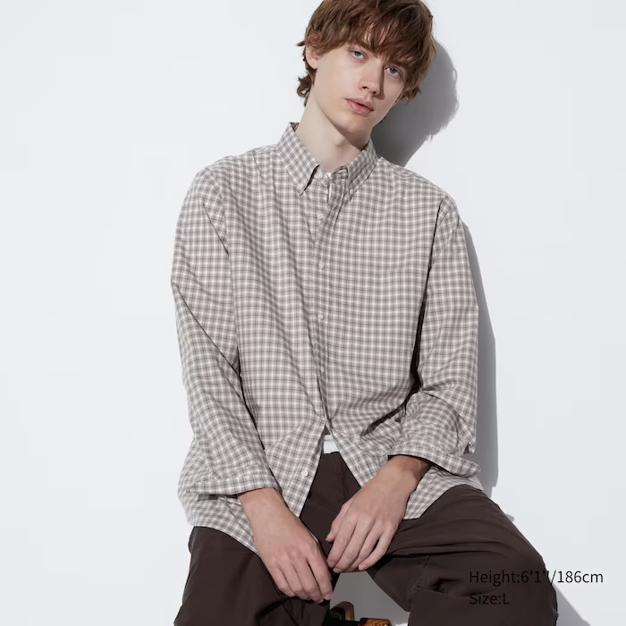 Extra Fine Cotton Broadcloth Checked Shirt | UNIQLO (US)