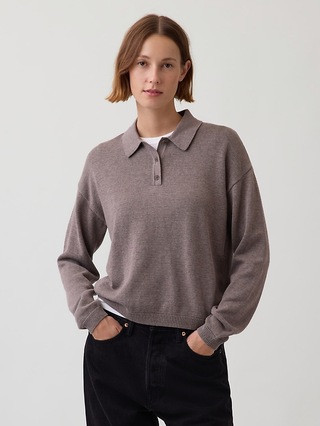 100% Cotton Relaxed Polo Sweater | Gap (US)