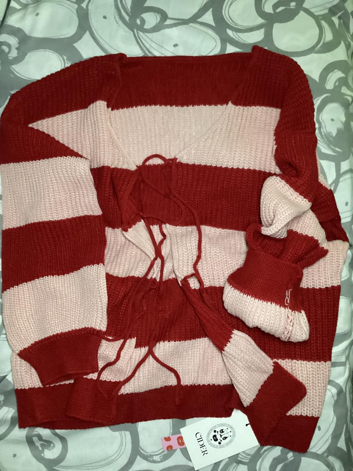 CIDER Cardigan Sweater for Women Tie Front Striped Long Sleeve V Neck Cute Y2k Fall Trendy Outfit... | Amazon (US)