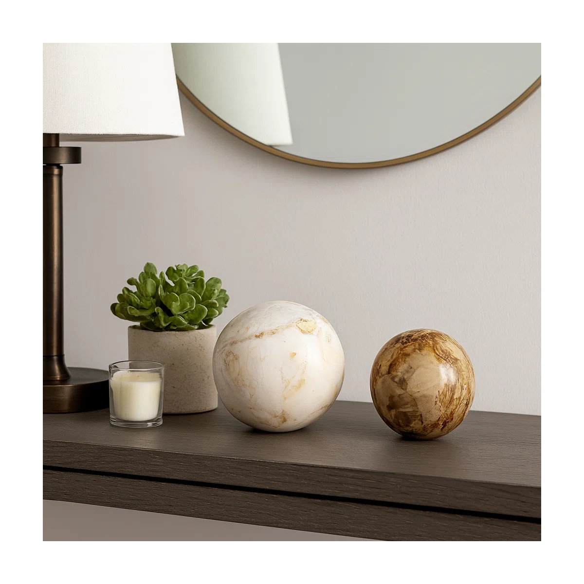 Artistic Petrified Wooden Orbs for Home D\u00e9cor Accent \u2013 Modern Decorative Object for Liv... | Wayfair North America